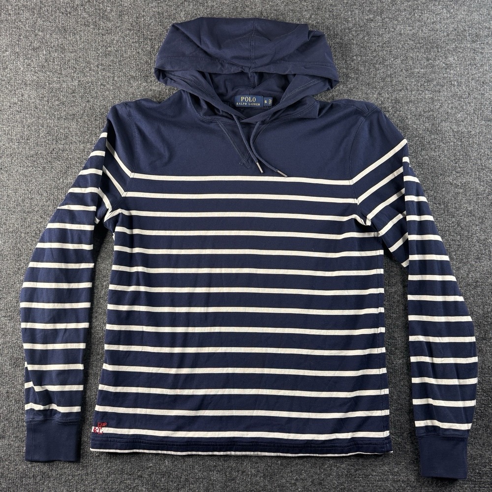 Polo Ralph Lauren Sailing Womens Pullover Hoodie Small Blue Striped Nautical EUC